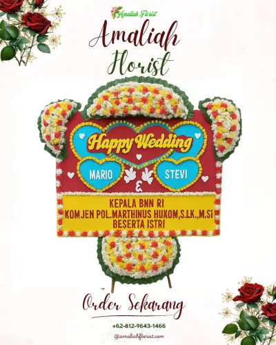 Karangan Papan Bunga Pernikahan di Selajambe